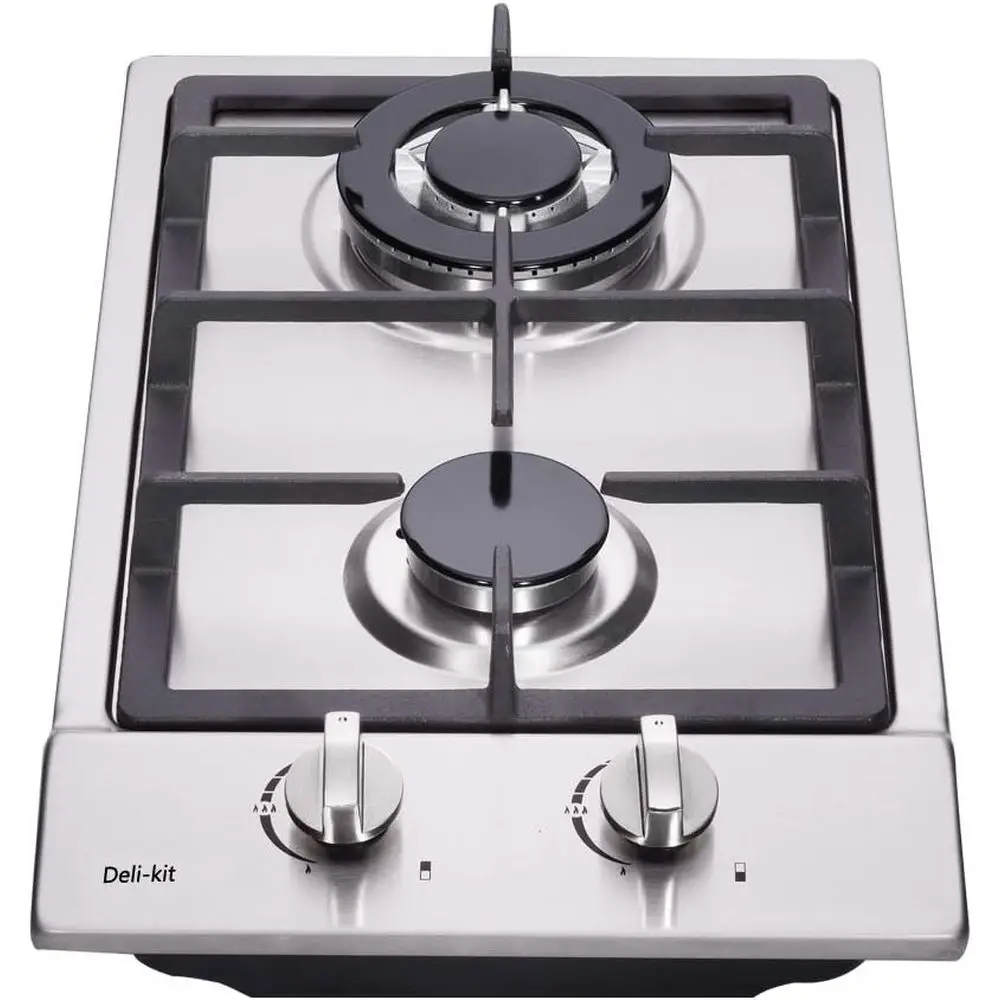 

12-дюймовая газовая варочная панель с двумя герметичными конфорками, из нержавеющей стали, встраиваемая