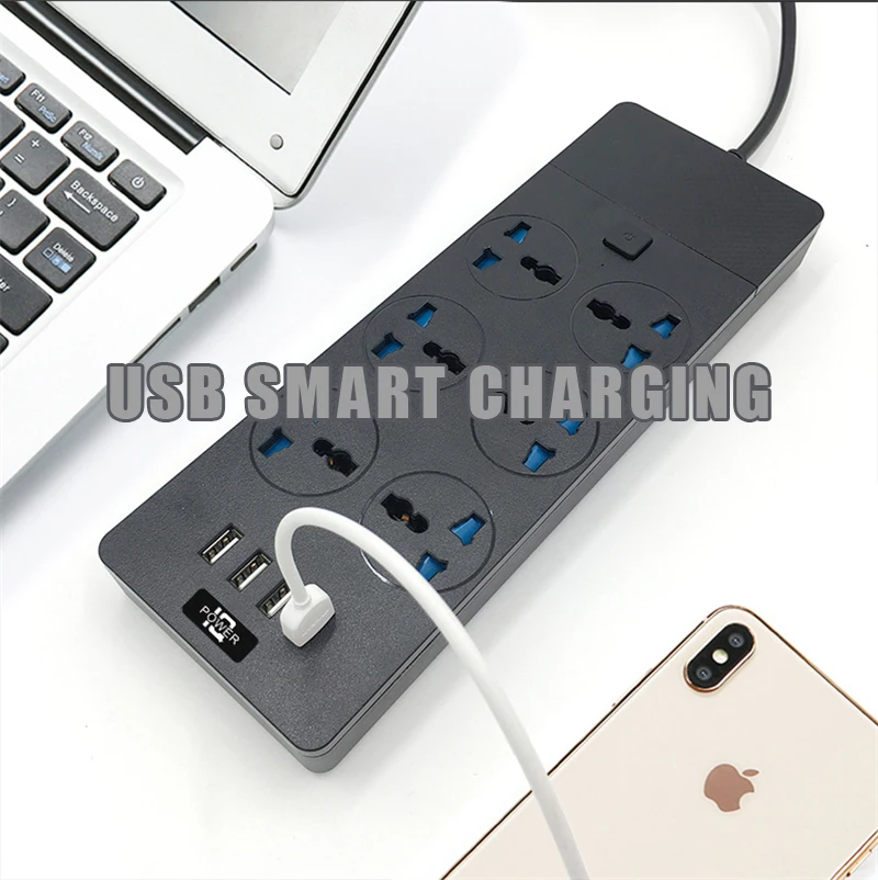 Imagem -04 - Xkl Power Strip com Interruptor Tomadas Elétricas ue Eua uk Plug Tomada Universal Porta de Carregamento Usb 2m 3000w Estender a Fonte de Alimentação