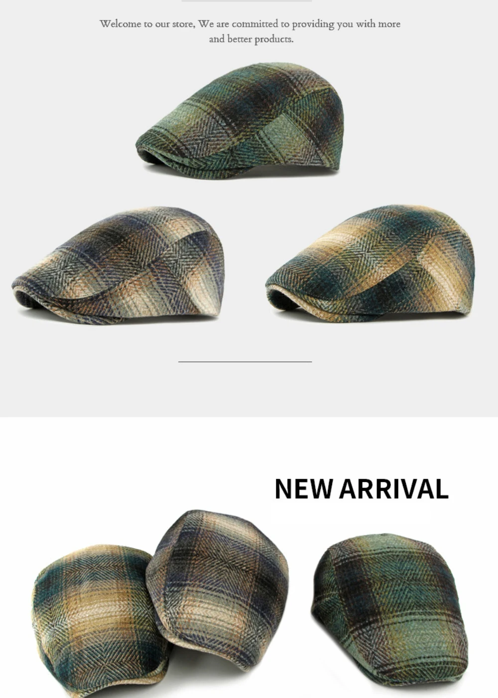 HT4883 Herren Berets Frauen Herbst Winter Plaid Wolle Baskenmütze Hut Künstler Maler Achteckige Flache Kappe Männlich Weiblich Einstellbare Baskenmütze Kappen – Detail 2