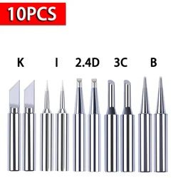 10Pcs Soldering Iron Tips Kit I+B+K+2.4D+3C Copper Soldering Tip 43mm Soldering Iron Pure Copper Welding Tool Parts