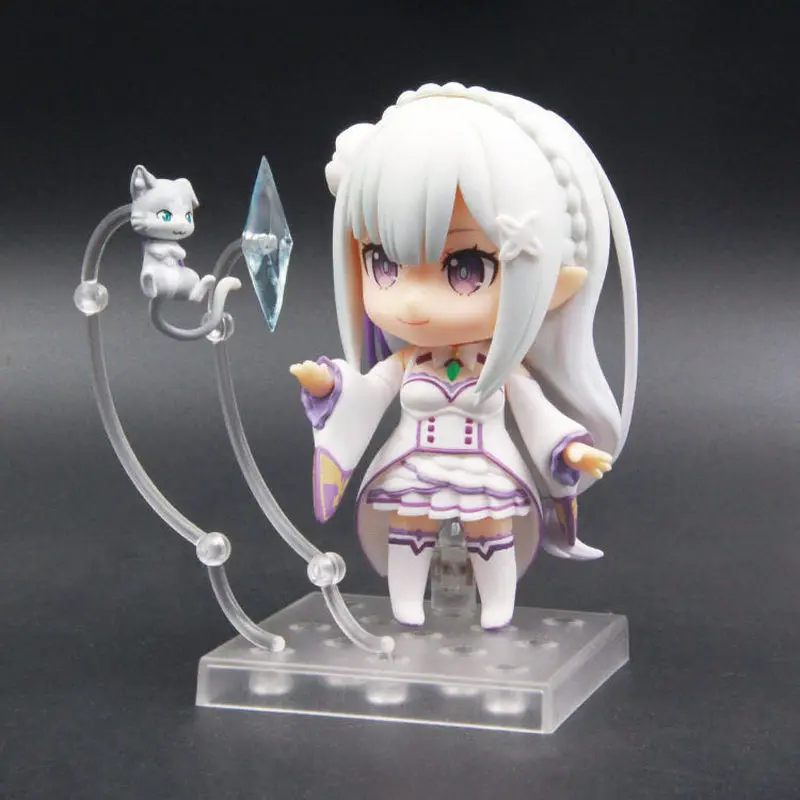 #751 Re‑Zero Emilia Cute Q‑Style Pvc Collectible Figure Anime Character Model Home Office Desktop Display Decoration Gift