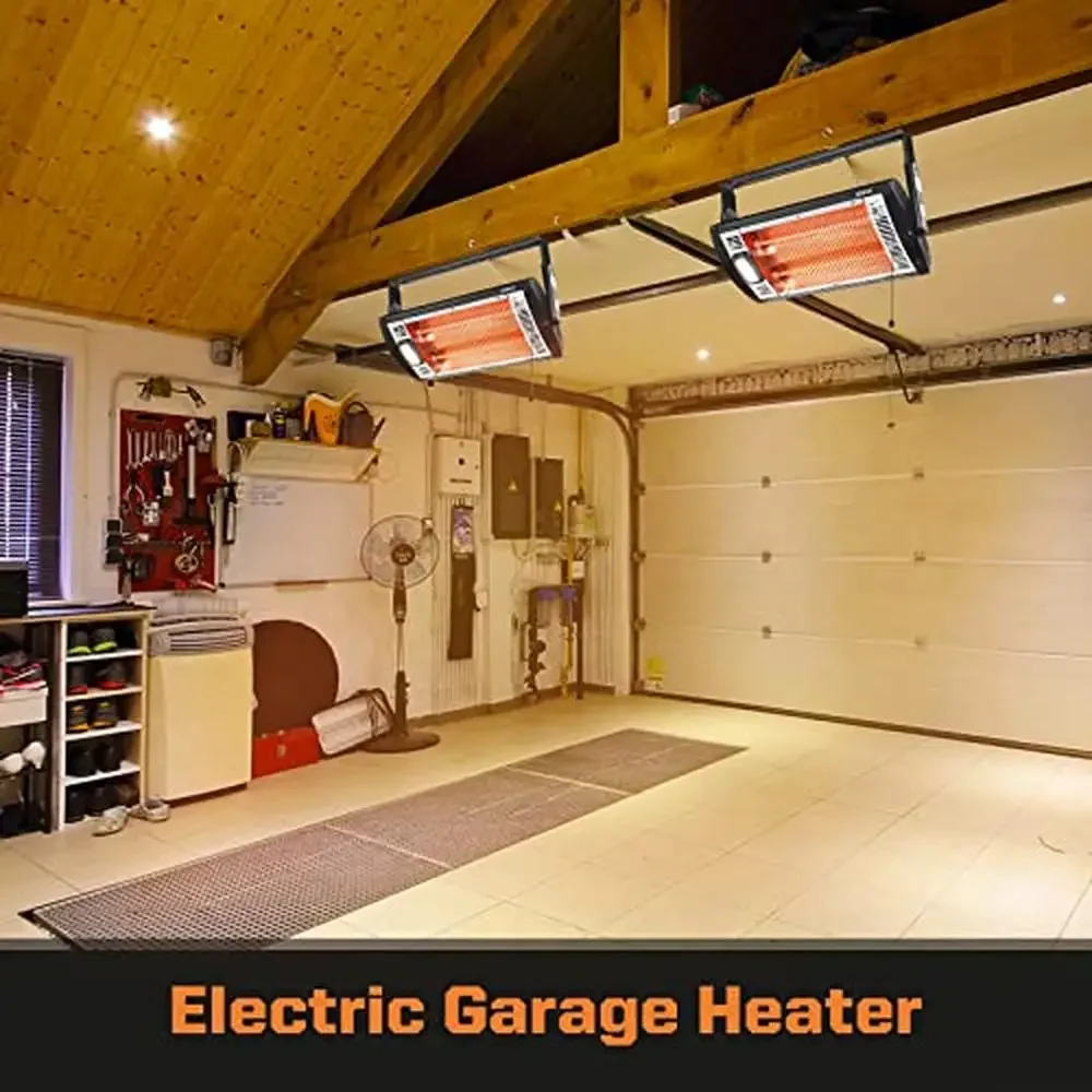 Electric Ceiling Mounted Garage Heater 750W/1500W Halogen Light 90° Rotation 5 Modes Overheat Protection ETL Listed Commercial