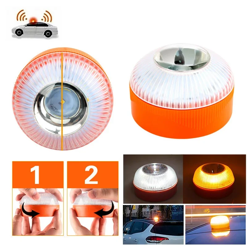 

2025 LED Car Emergency Light V16 Flashing Light Magnetic Induction Road Accident Light Portable Strobe Warning Light