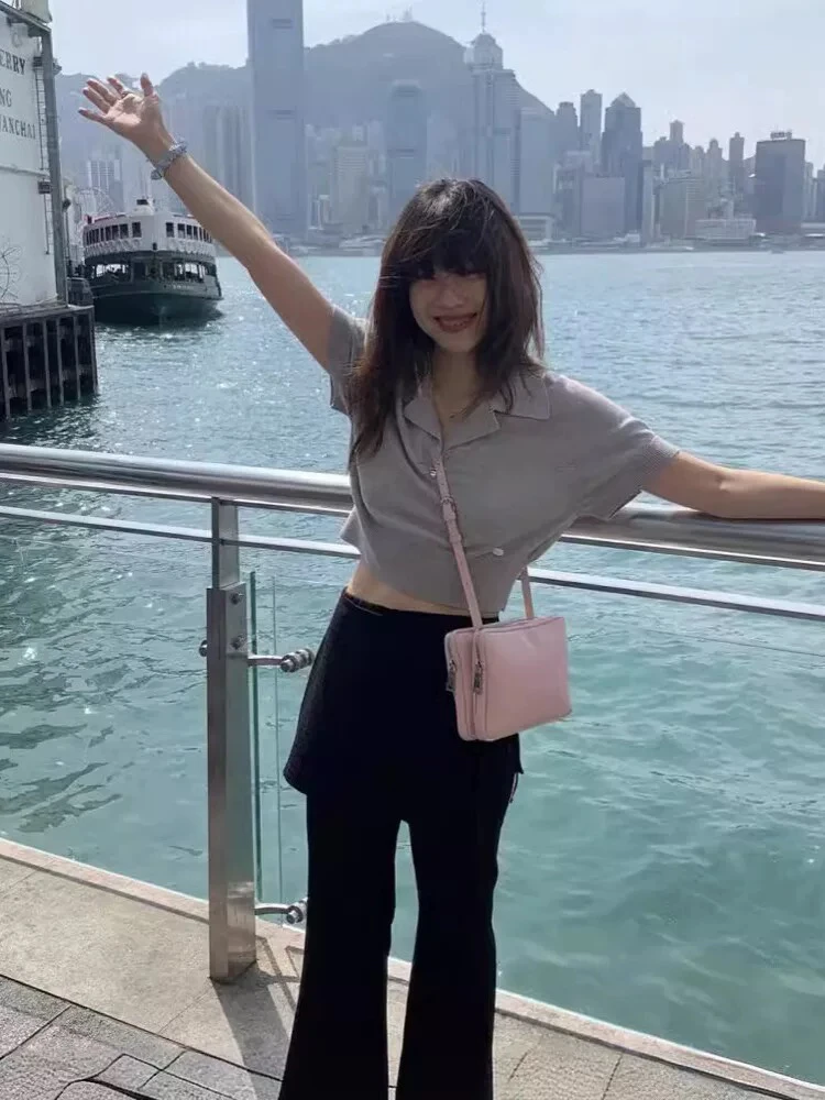 

Slimming High Waist Knitted ort Sve Fake Two-Piece Belted irt for Women Summer Loose Fit Pure Color Five-Quarter ...