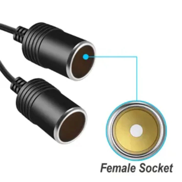 12V 24V 15A 1 to 2 Car Cigarette Lighter Power Adapter Jumper Splitter Female Socket with LED Male Plug Extension Cable