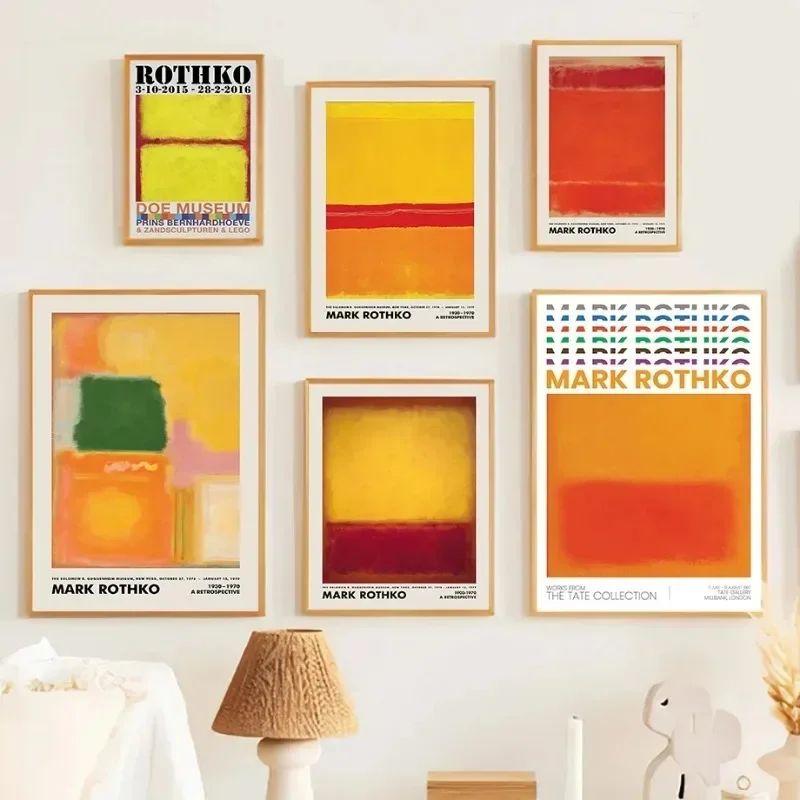 Canvas Painting Mark Rothko Posters Red Yellow Abstract Art Exhibition Prints Vintage Museum Wall Picture for Room Decor