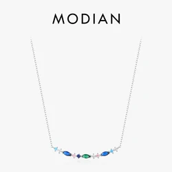 MODIAN 925 Sterling Silver Exquisite Elegant Long Pendant Necklace Vintage Neck Chain For Women Birtrhday Gift Fine Jewelry