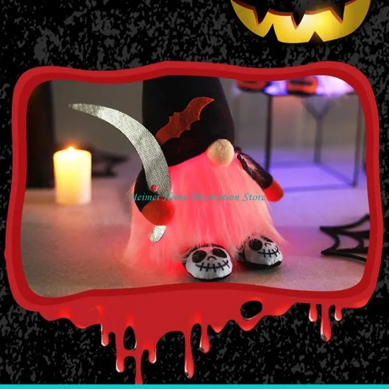 H7BF 12 "Halloween Halloween Gnome Plush for Doll المصنوعة يدويًا تومتي توم التماثيل السويدية ديكورات حفلات العطلات