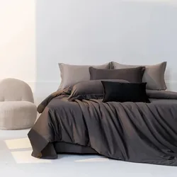 Premium High Counts 1400TC Egyptian Cotton Bedding Set Double Queen King Black Soft Duvet Cover Flat/Fitted Sheet Pillowcases