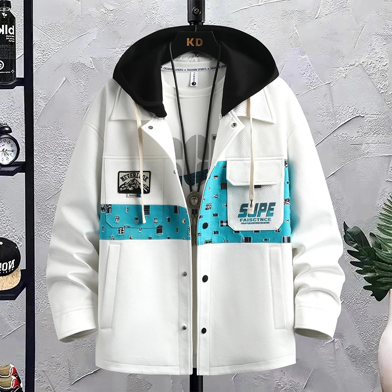 

Casual 2023 Spring Autumn New Men's Hooded Jackets Youth Hip Hop Streetwear Versatile Hat Detachable Coat Male Loose Top Clothes