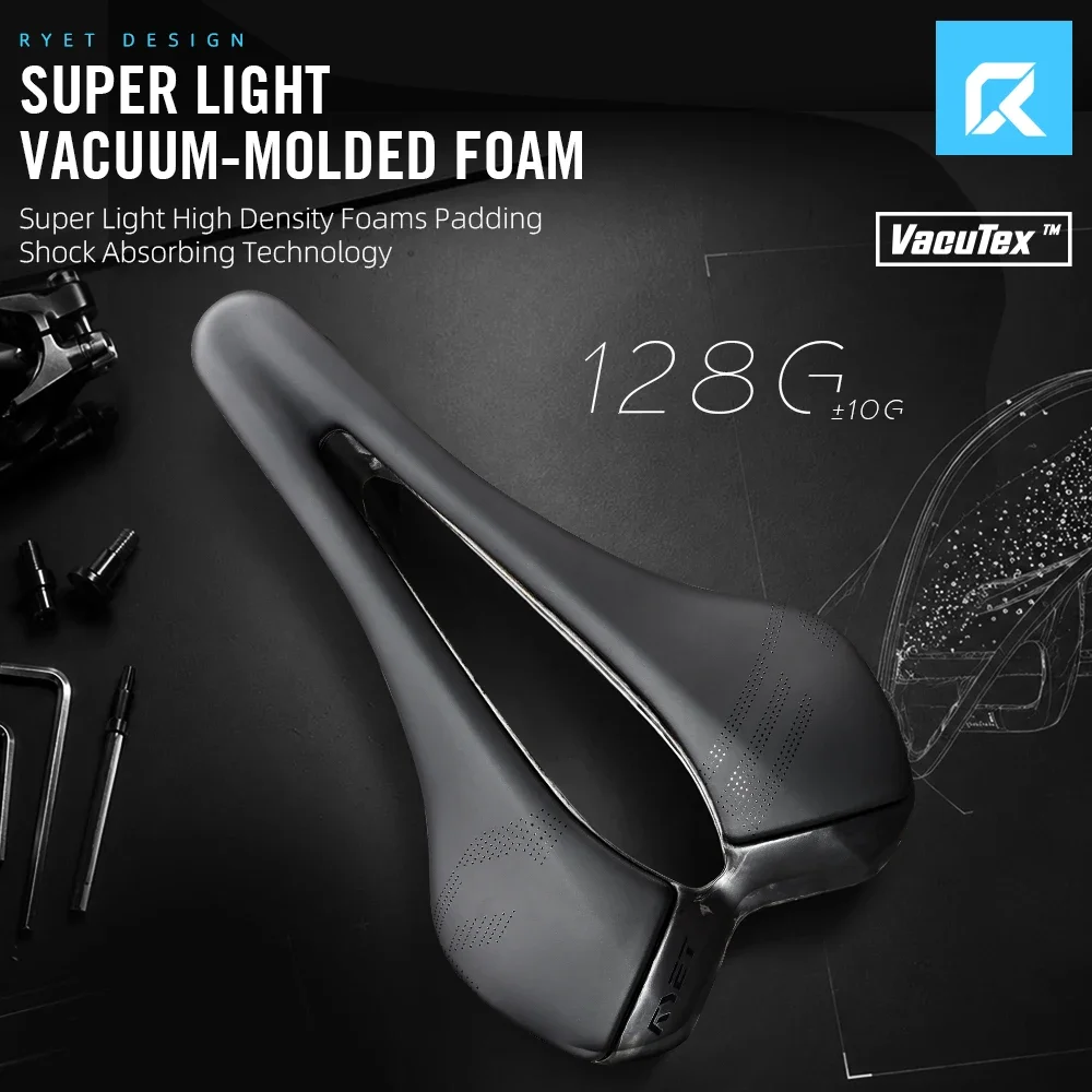 RYET 3D & VCM Printed Carbon Bike Saddle Ultralight 243×147mm Road MTB Gravel Racing Cycling Seat Cushion Bicycle Parts