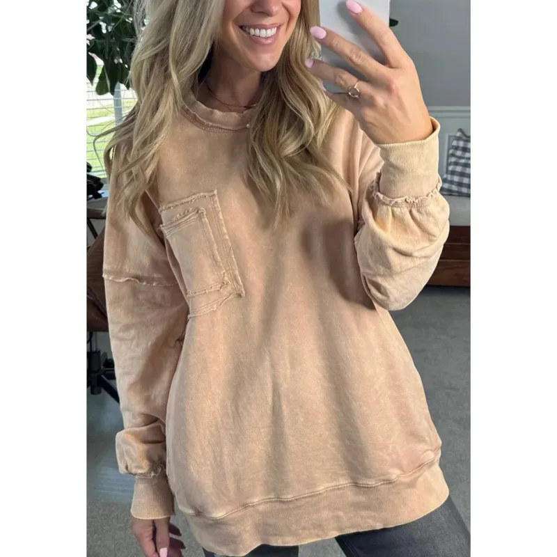 2024 Atumn Women Solid Sweatshirt Oneck Long Sleeve Casual Female Fashion Casual Loose Sport Pullover Female Temperament Clothes