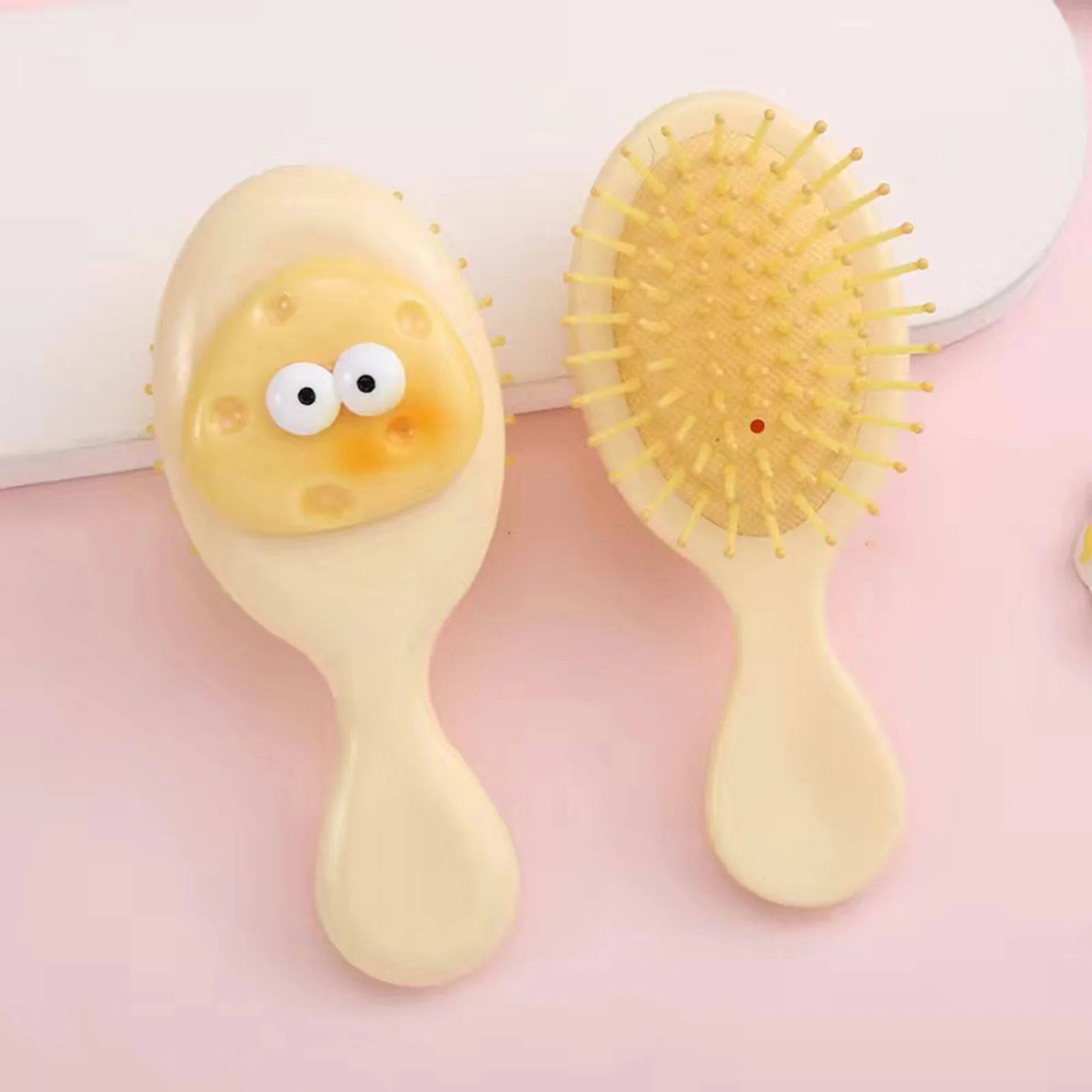 Folding Hair Brush With Mirror Cute Cartoon Bear Portable Air Cushion Comb Travel Cosmetic Mirror Scalp Massager Beauty Tools