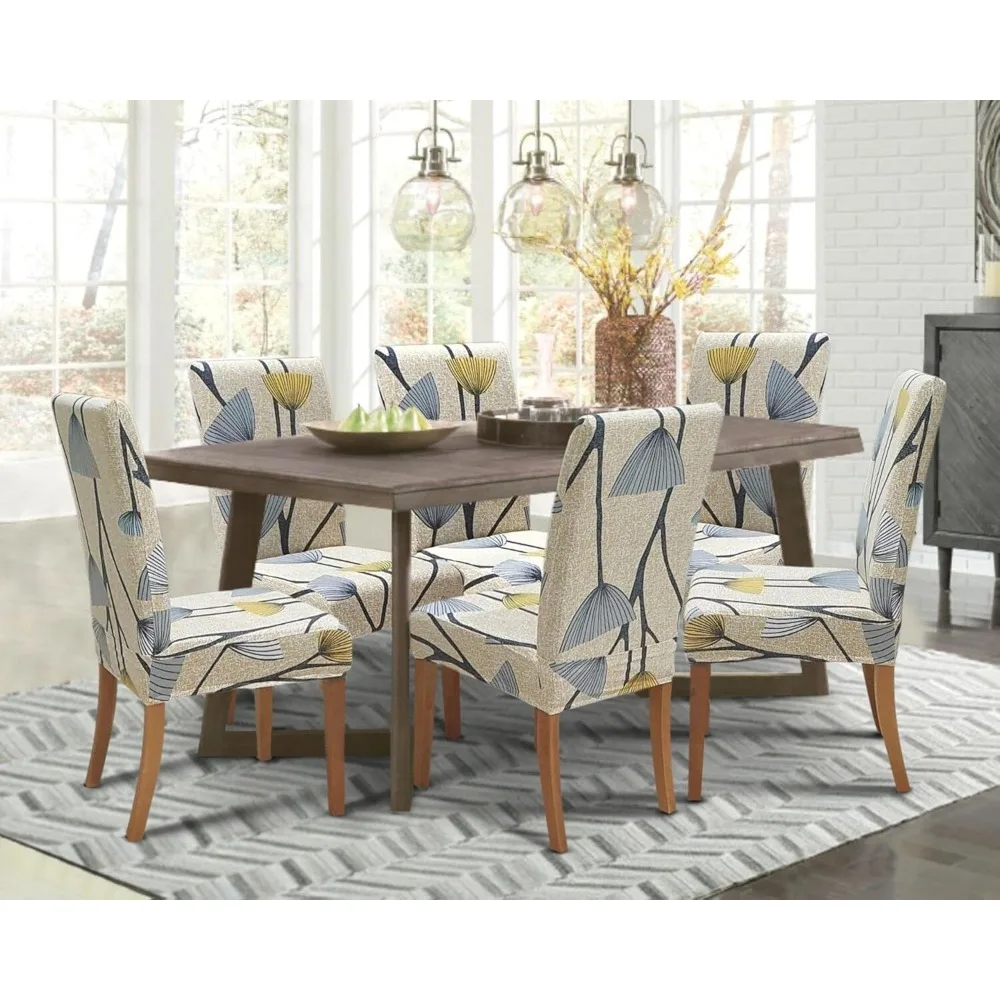 

6 Pack Stretch Spandex Dining Chair Covers, Washable Kitchen Parsons Chair Slipcovers for Dining Room
