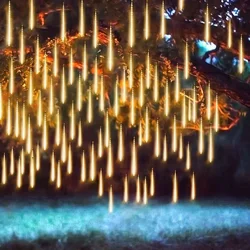 32/24/16/8 Tubes Meteor Shower Rain Lights EU/US Falling Raindrop Fairy String Light for Street Garland Christmas 2025 New Year