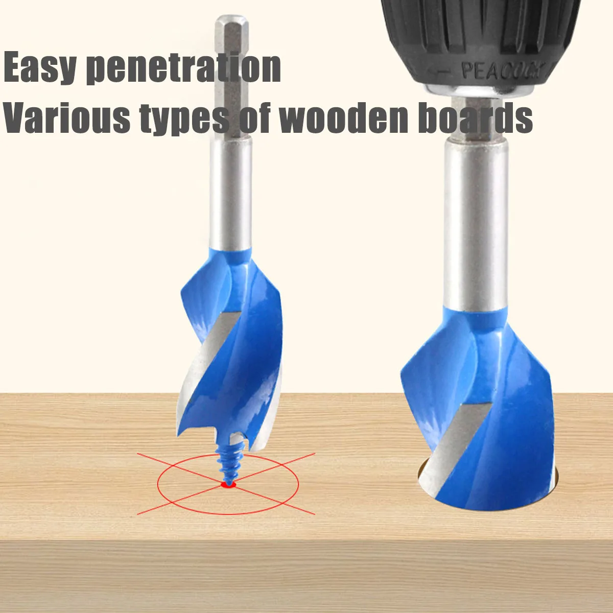 Woodworking Drilling Set,Four Slot Four Blade Drill Bit, Hexagonal Handle Drilling Bit,Hole Expanding Drill Bit, Hole Opener
