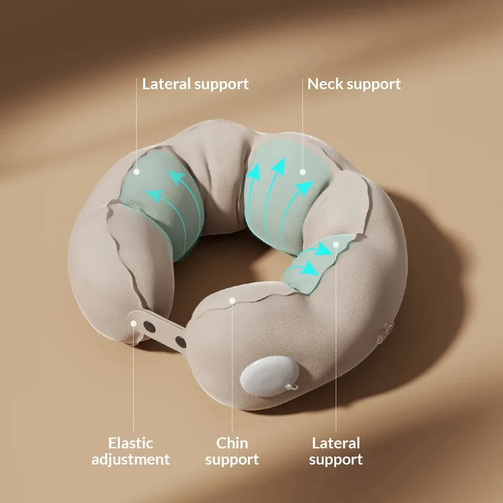 1 pc of compression inflatable neck pillow, portable adjustable U-shaped support pillow, office travel neck pillow gallery 5