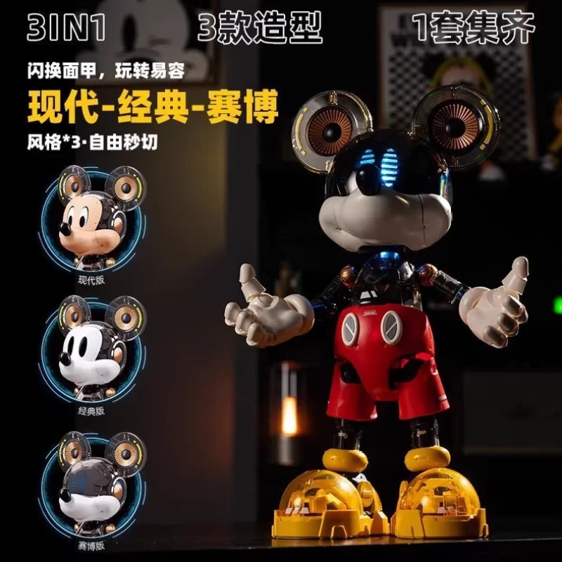 Original Sluban Pleyerid Cyber Mickey tres modos coleccionables Anime figura de acción modelo de ensamblaje juguetes ornamento regalos de cumpleaños