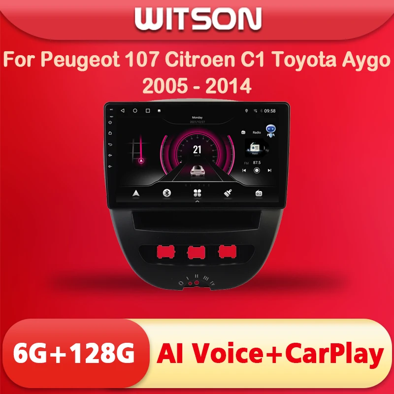 WITSON Car Multimedia Android AI VOICE Player For Peugeot 107 Citroen C1 Toyota Aygo 2005 - 2014 Car Radio Player GPS Map