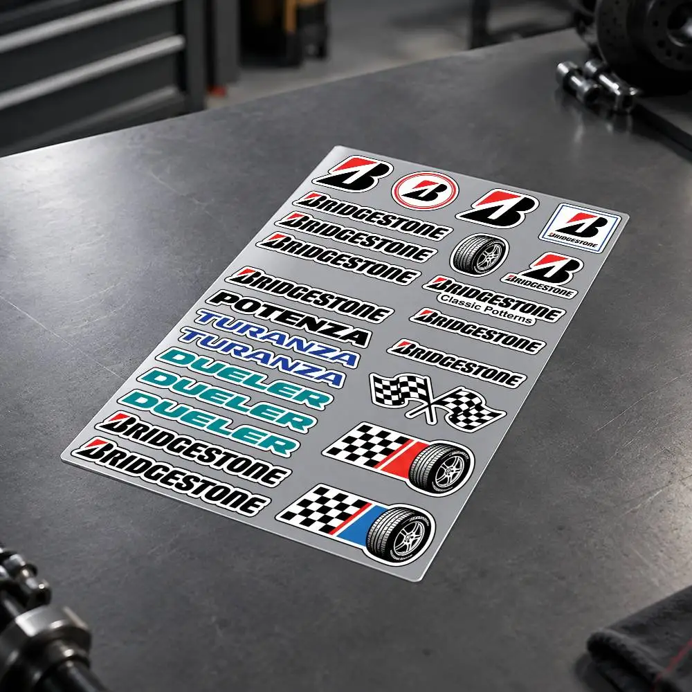 B-Bridgestone Custom Motorcycle Sticker Kit Reflective Decal Set For Helmet Tank Fairing Body Graphics
