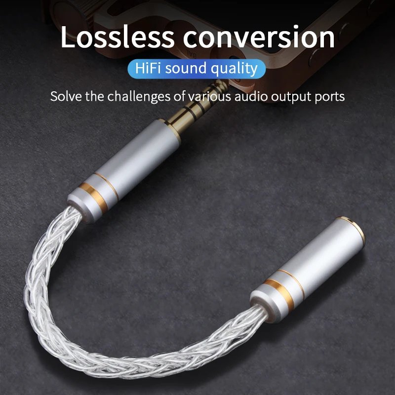 HIFI czyste srebro kabel Audio męski 2.5mm do 3.5mm 4.4mm żeński eadphone przewód do konwersji Adapter liniowy do Hifi MP3