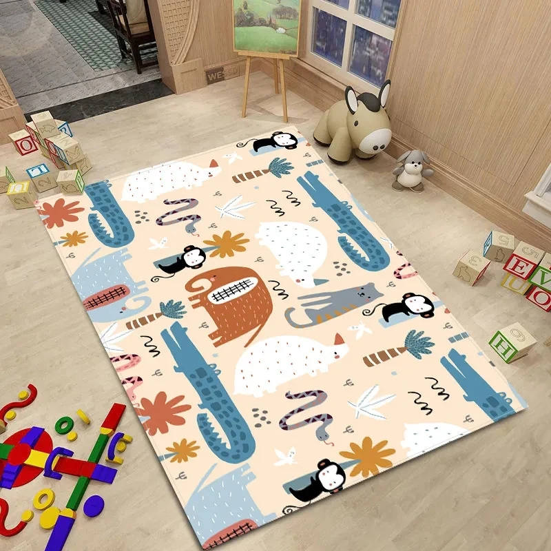 Nordic Style Rug Baby Room Cartoon Animal Carpet for Kids Bedroom Kawaii Room Rug Girl Boys Non-slip Children Play Carpets Floor