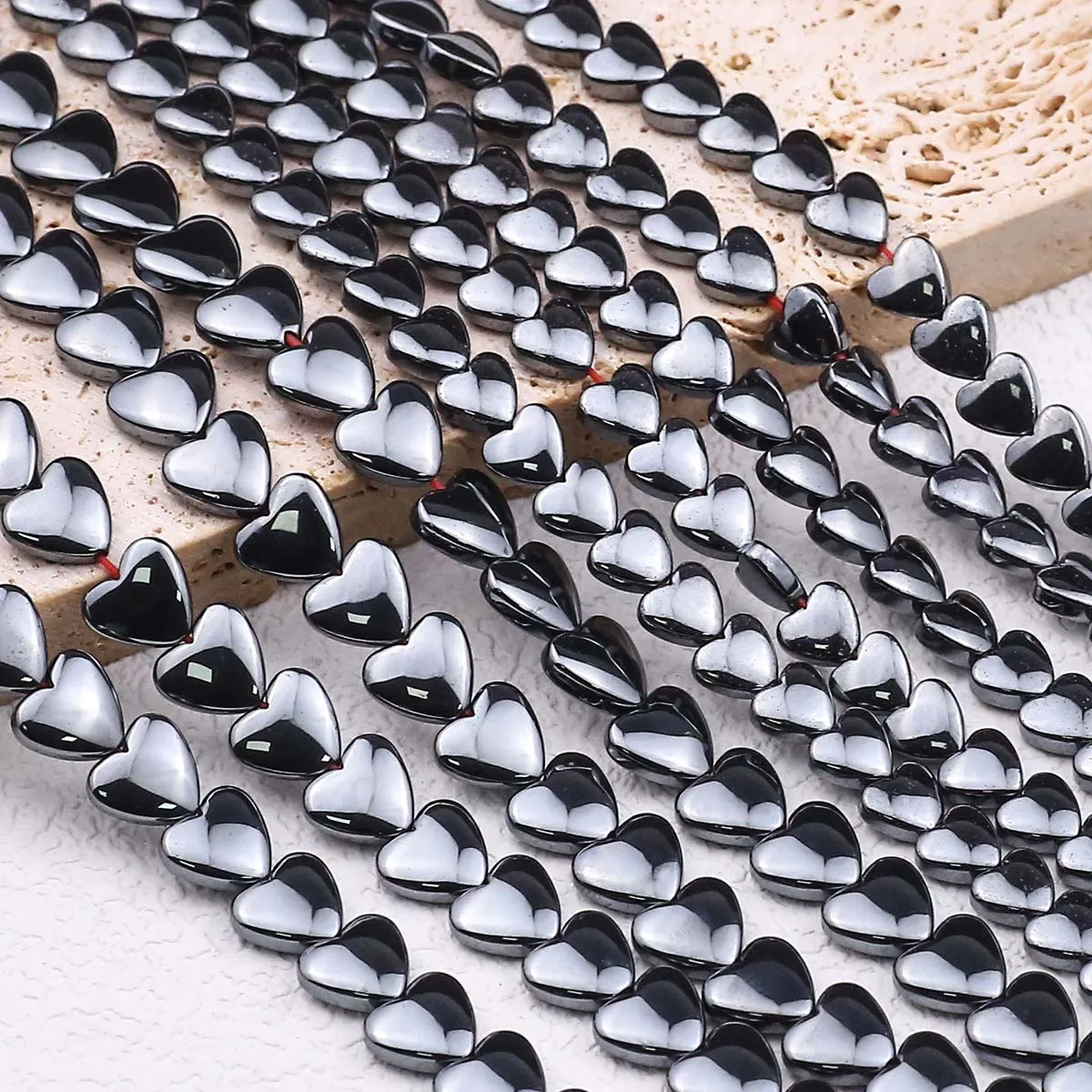 Schwarzer herzförmiger Hämatit Naturstein Abstand halter lose Perlen 6/8mm für Schmuck herstellung Armband Halskette DIY Zubehör liefert