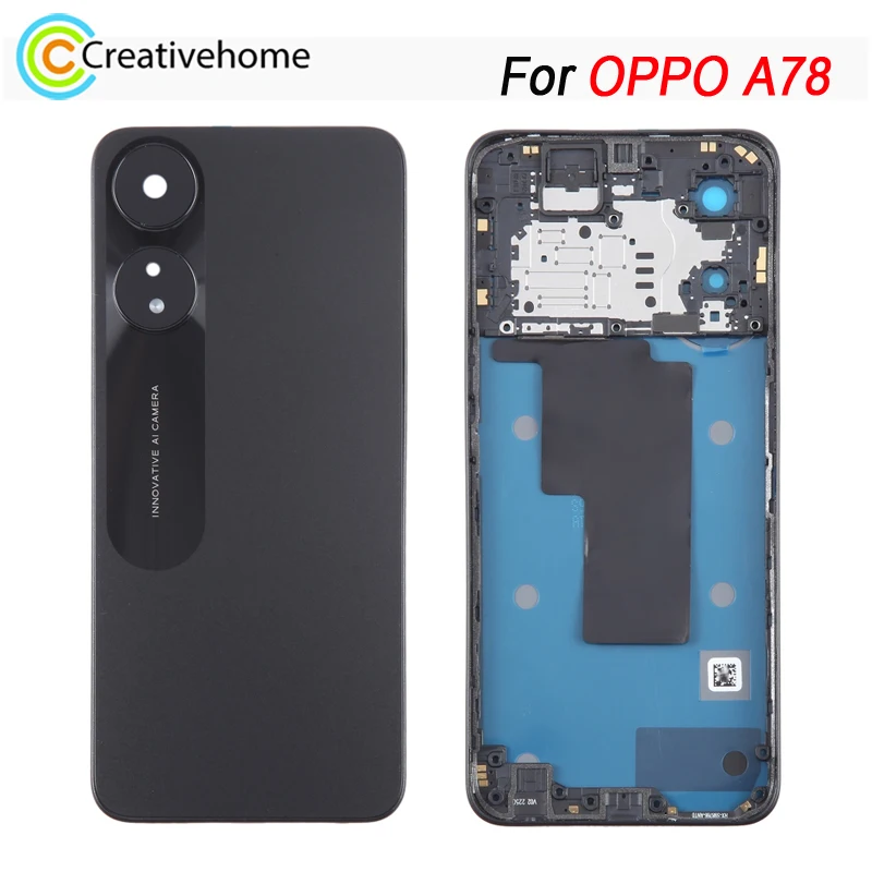 Rear Cover For OPPO A78 Battery Back Cover with Middle Frame with Logo Replacement Part