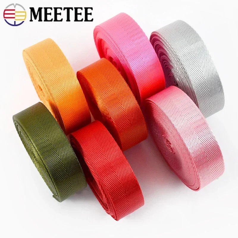 5M 1mm 20-38mm Nylon Ribbon Band Herringbone Pattern Webbing Tape Belt Backpack Strap DIY Bag Binding Fabric Sewing Accessories