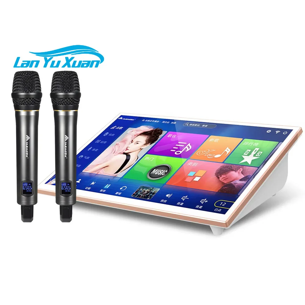 مصنع الجملة KTV آلة الكاريوكي 19 "3 تيرا بايت الذهب الأبيض آلة الكاريوكي المحمولة نظام مع ميكروفون مجموعة كاريوكي لاعب