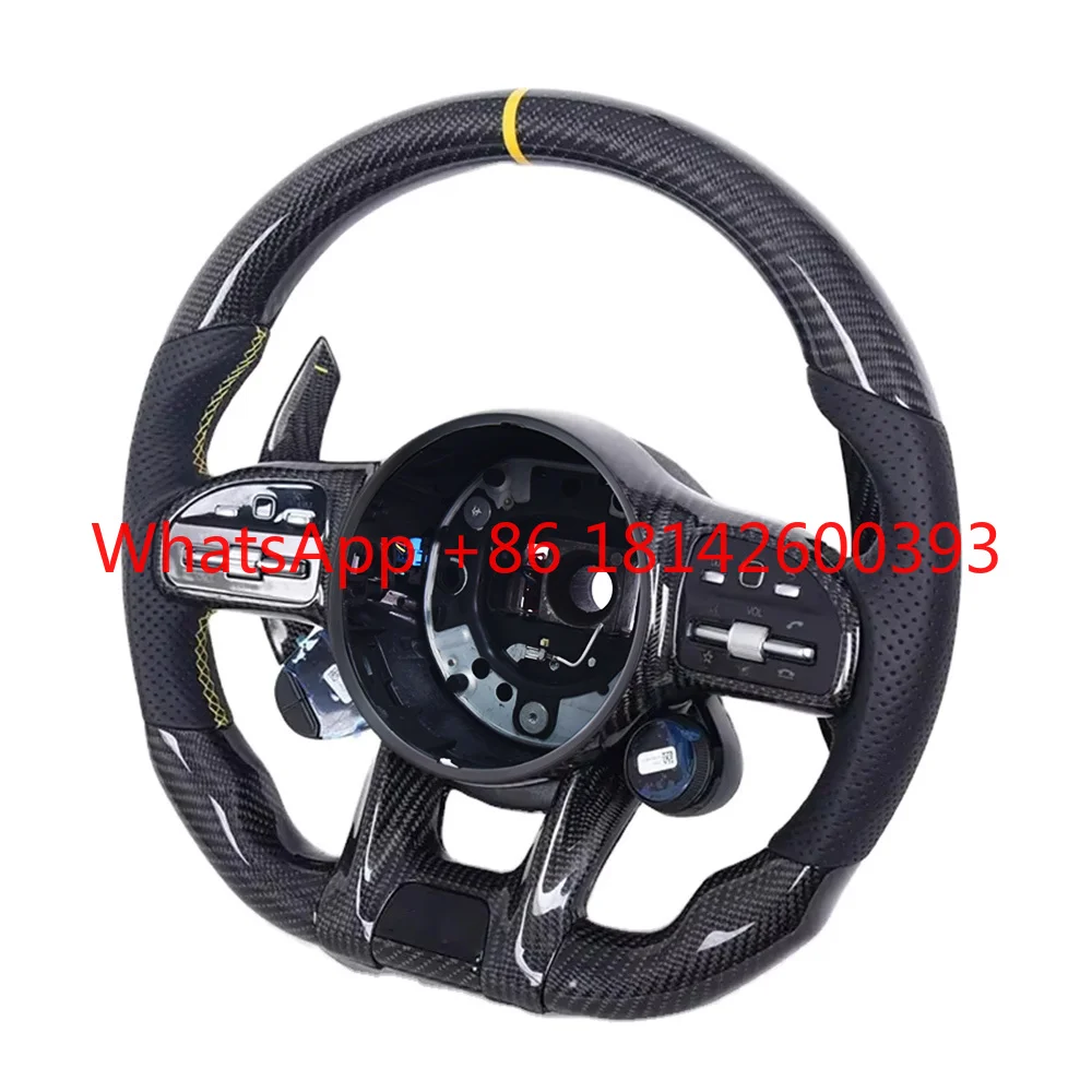 Multifunctional Racing Style Leather Carbon Fiber Steering Wheel Old Car Interior Upgrade Mod Parts