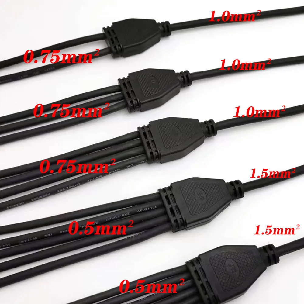 2 Pin Y-type Electrical Splitter 1 to 2 3 4 5 6 with Wire Connectors Cable Waterproof Connector Outdoor Led Strip IP68