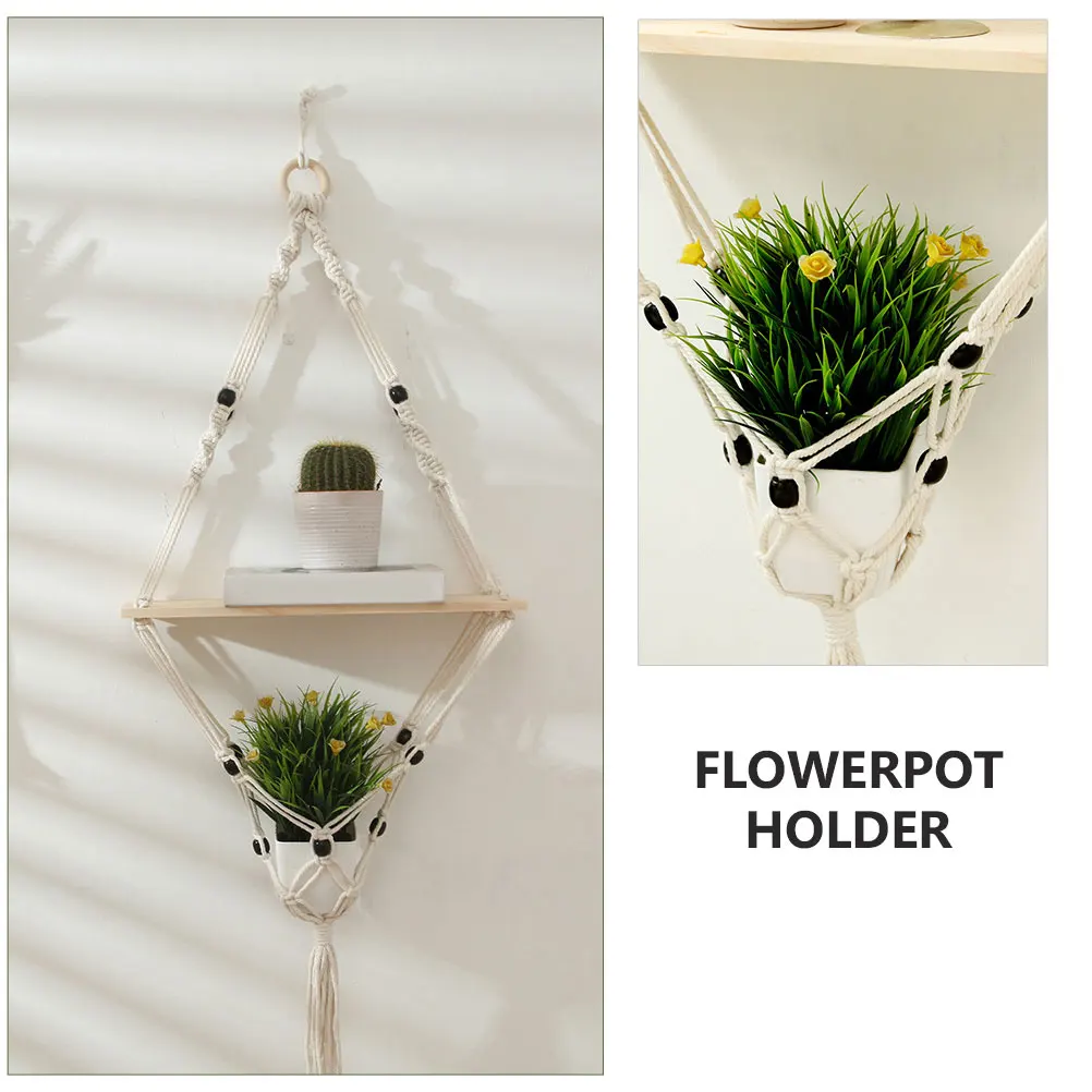 

Cotton Rope Bonsai Hanging St Shelf Nordic Wall Decor Tapestry Flowerpot Holder Woven Bonsai Woven Decor St