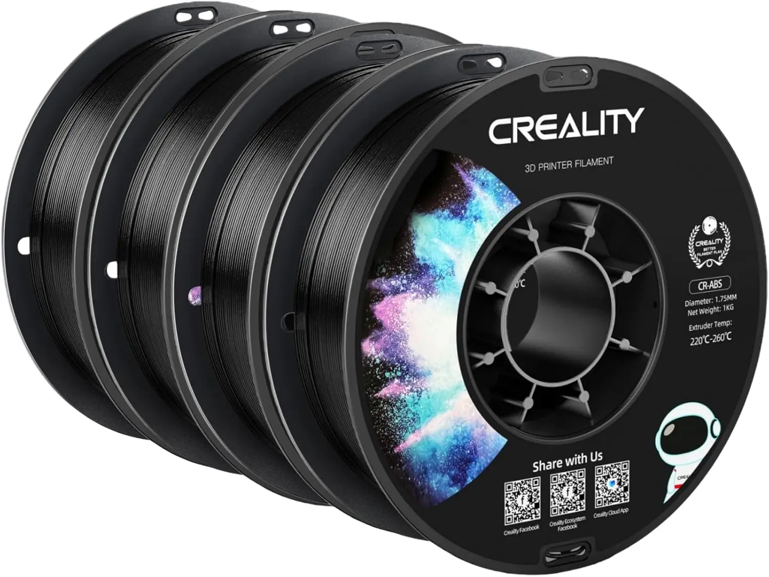 

1.75mm Black ABS 3D Printer Filament, 4kg, High Strength, Heat Resistant, Low Odor, ±0.03mm Accuracy