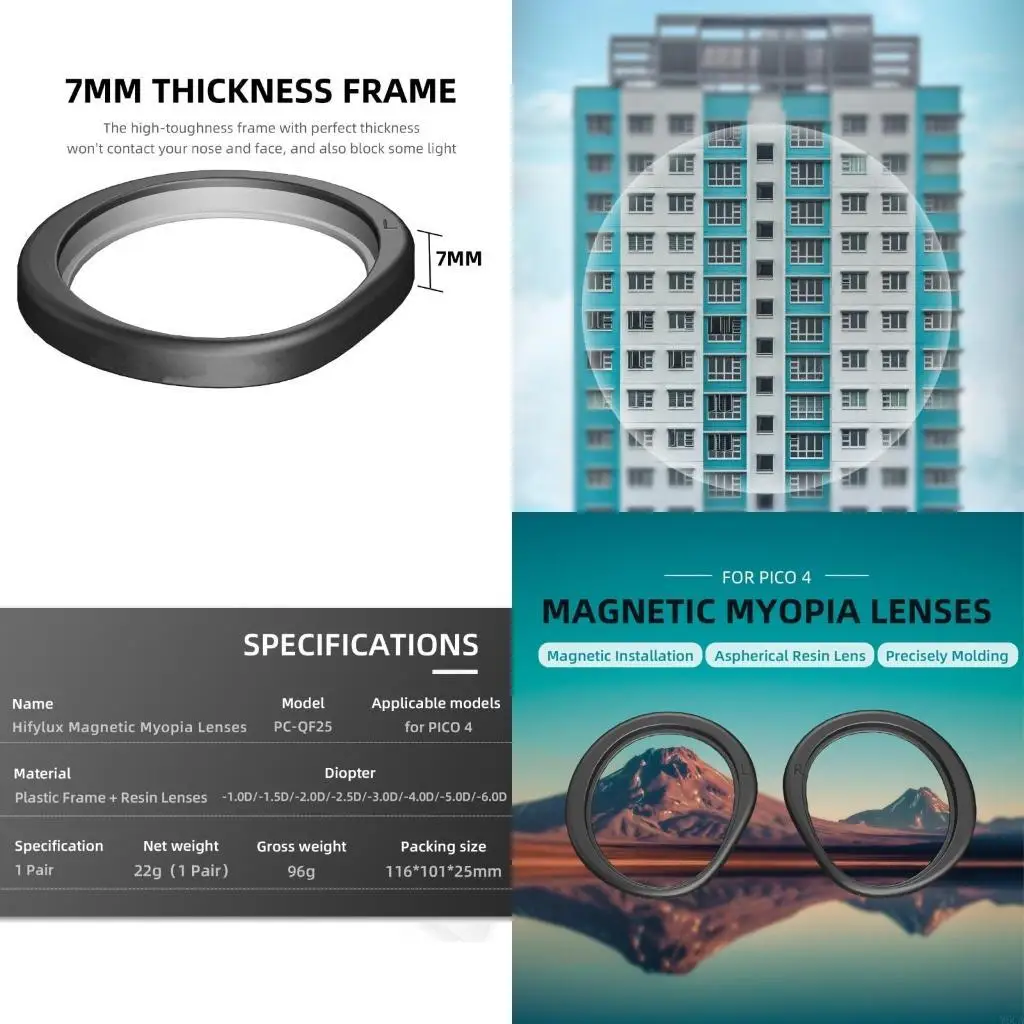Marco magnético fácil instalar para miopía personalizado M6CA para auriculares Pico 4