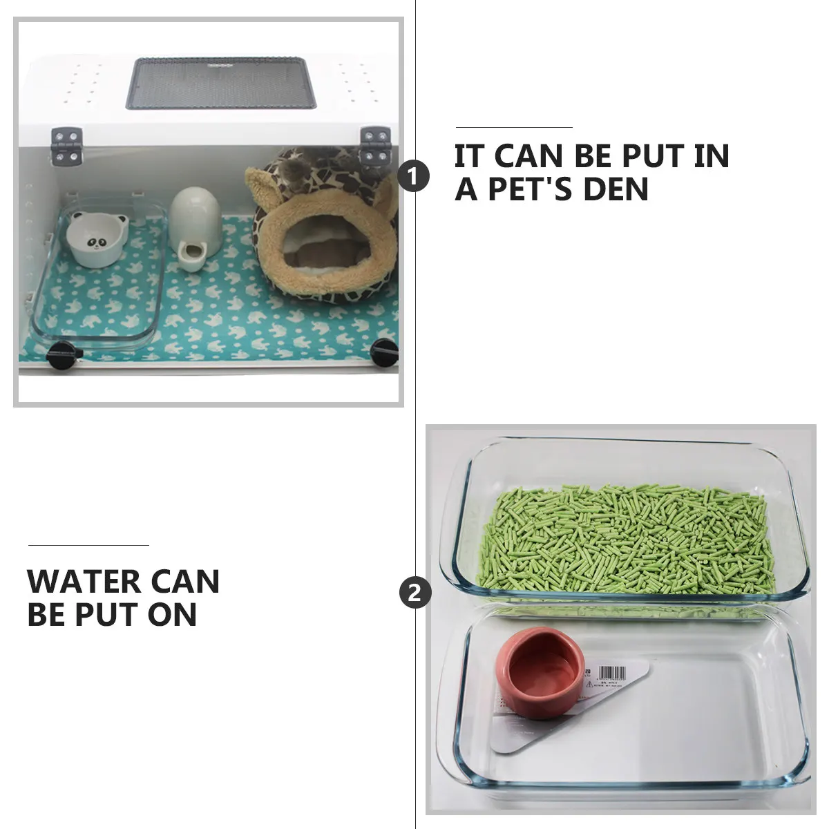 Heavy Duty Glass Pet Litter Box for Hamster Hedgehog Squirrel Sugar Glider Guinea Pig Rabbit Indoor Balcony Patio Potty Training