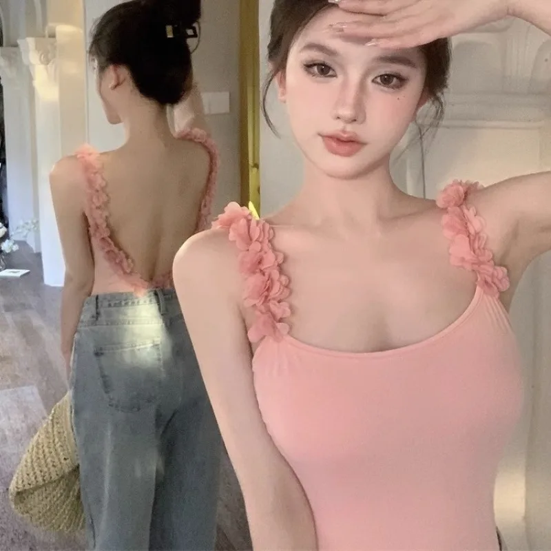 Cover-Ups Women Backless Sleeveless Slim Summer Casual Sexy Wrap Hip Bodysuits Korean Style One Piece Swimwears Fashion Chic