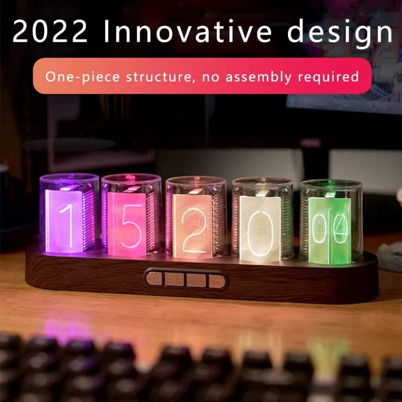 Imitation Nixie Tube Clock RGB Creative Clock 16 Million Colors, Mode Adjustments with Gift Box Packaging Can Be 01 01