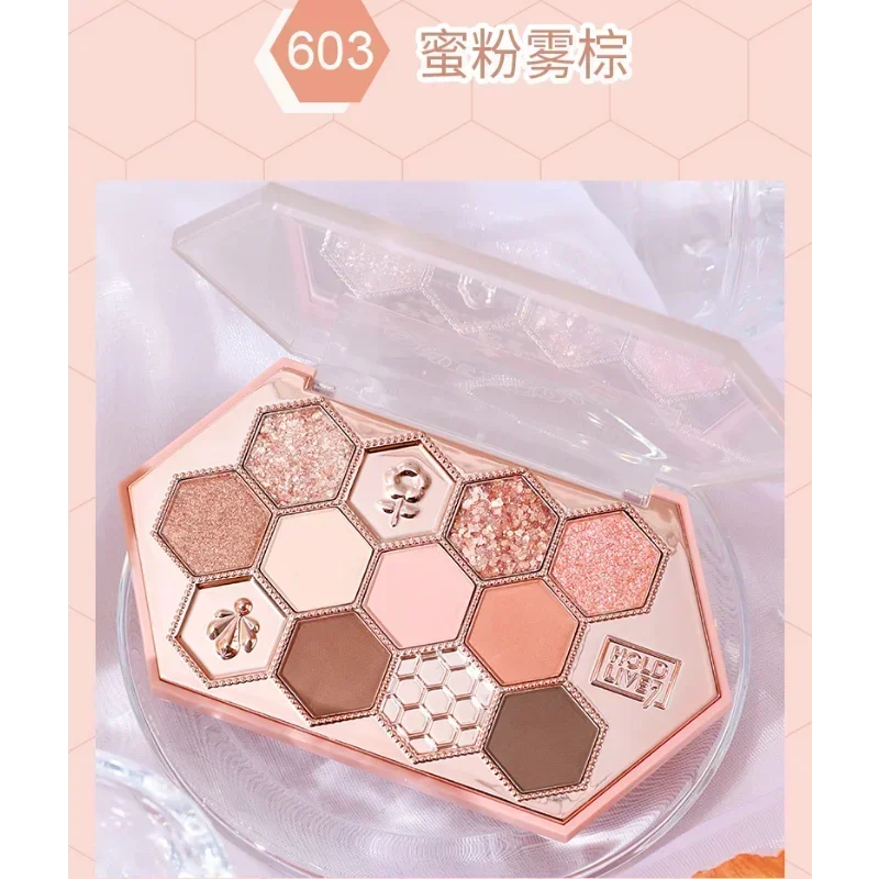 HOLD LIVE Tavolozza di ombretti con diamanti a nido d'ape a 12 colori Ombretto luccicante opaco Cosmetici per trucco lucidi a lunga durata impermeabili