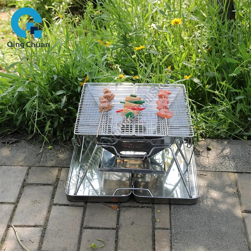 Camping Grill Charcoal Stove Folding Stainless Steel Fire Pit Grill Backpacking for Outdoor Cooking Hiking Camping Picnics Stove - view 4