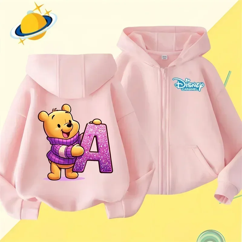 Winnie the Pooh New pin zipper hoodie Boys Girls sweatshirt Autumn and winter long sleeve Harajuku jumper Disney casual hoodie