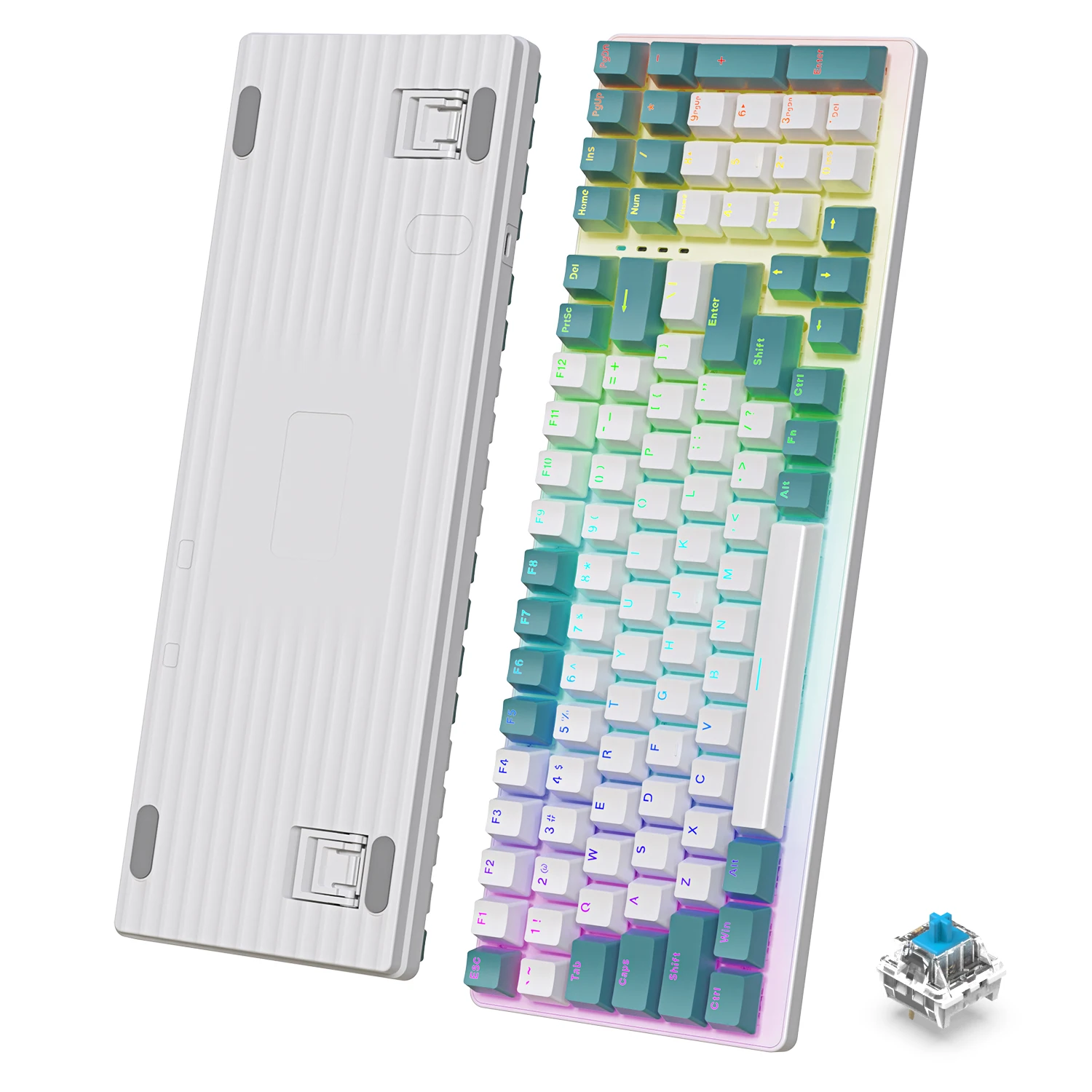 ZIYOU LANG K3 LED Rainbow Backlit Wired Keyboard, Full-Key Rollover, Ergonomic,Water-Resistant,USB C for PC Mac with Metal Panel