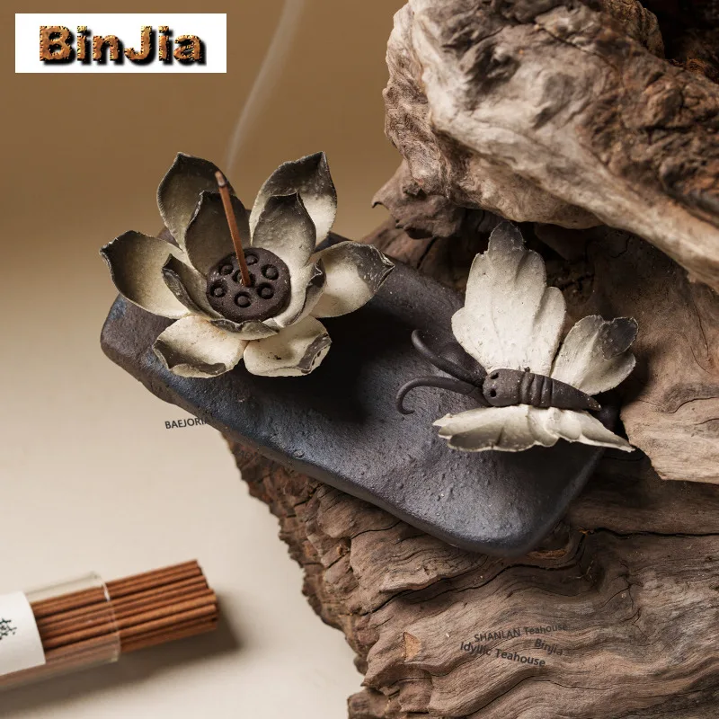 Handcrafted Lotus Flower Ceramic Incense Holder Incense Waterfall Incense Burners Aromatherapy Censer Tea Ceremony Ornaments