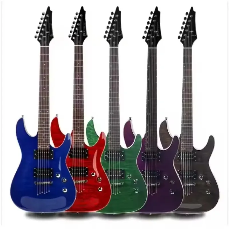 High Quality Vintage String-through-body Bridge Quilted Maple Veneer 6-String Electric Guitar Humbucker