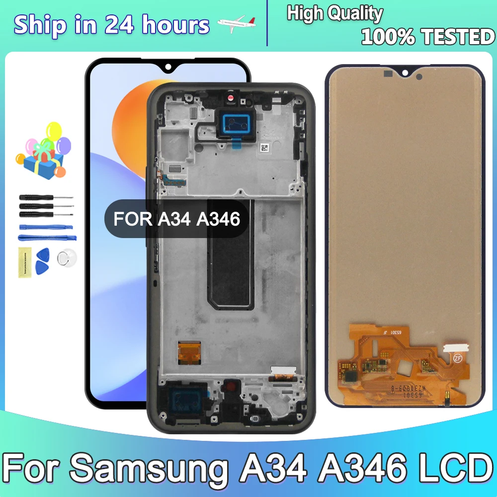 

For Samsung Galaxy A34 5G LCD SM-A346B A346U Display Touch Screen Digitizer Assembly Replacement Parts