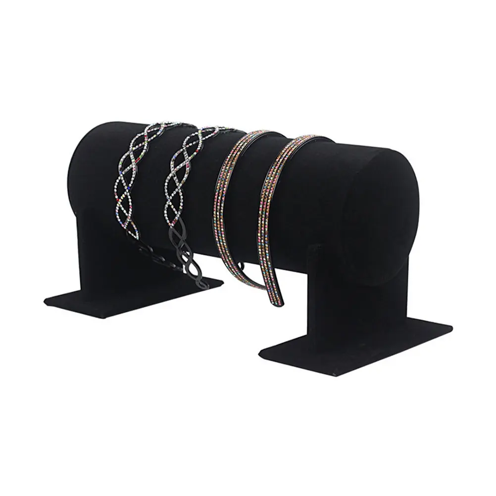

Hair Hoops Display Rack PVC Material Wrapped Surface 35x11cm Black Headbands Holder Organizer Hairbands Stand Jewelry Store