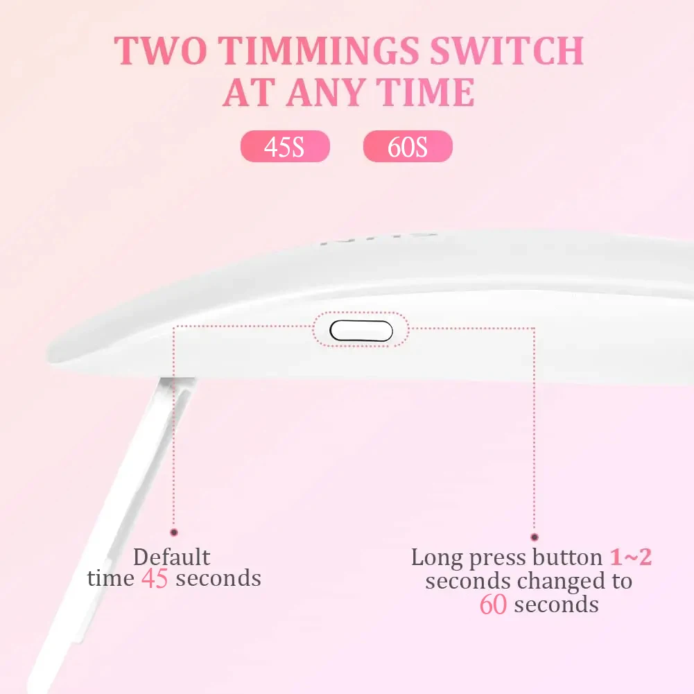 LINMANDA Mini Nail Dryer Lamp 6W LED UV Portable Nail Dryer Curing Lamp Light for Gel Based Polish with 45s/60s Timer Setting