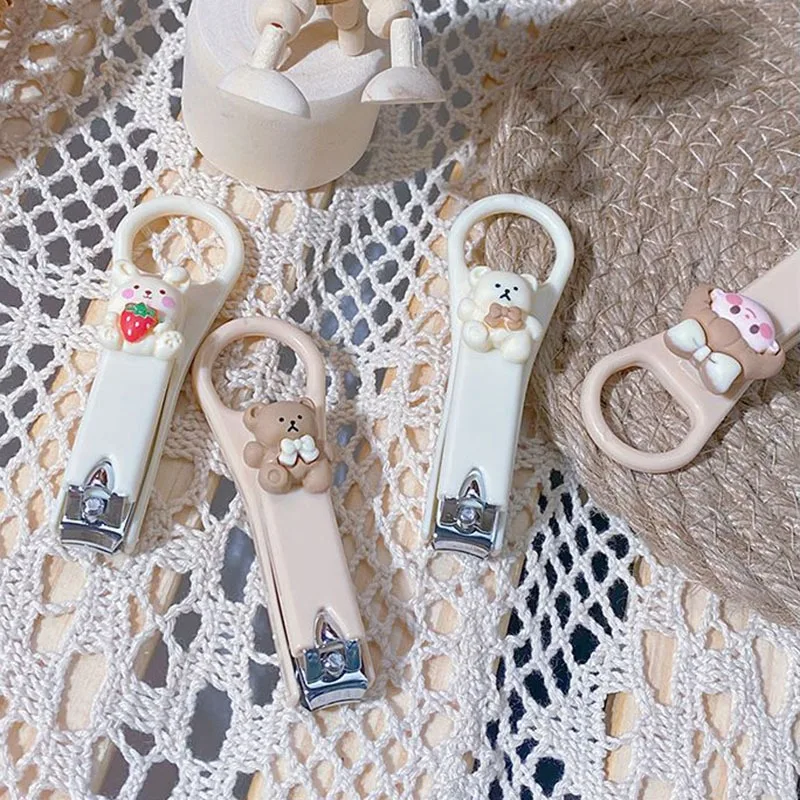 Cute Cartoon Baby Bear Bunny Nail Clippers Anti Splash Nail Trimmer Kids Nail Care Newborn Accessories Manicure Tools Items