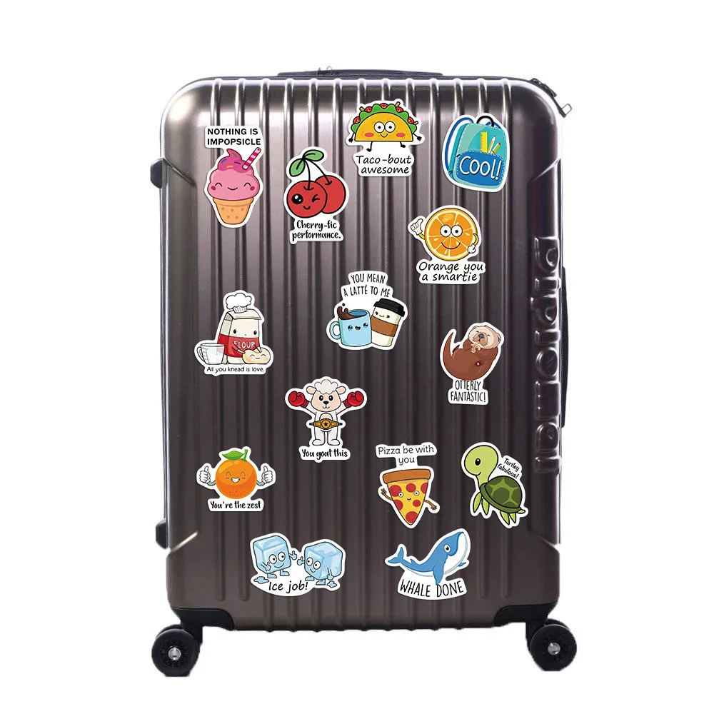 10/30/50PCS Reward Kids Stickers Animal Food Word Graffiti Decal for Child DIY Stationery Luggage Cartoon Sticker Toys Wholesale