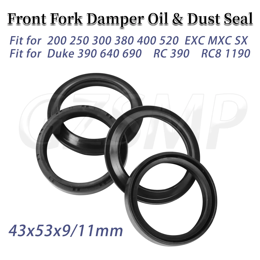 

43X53X9/11 Front Fork Oil Seal 43x53 Dust Cover Fit For 200 250 300 380 400 520 EXC MXC SX 390 690 Duke RC390 1190 RC8